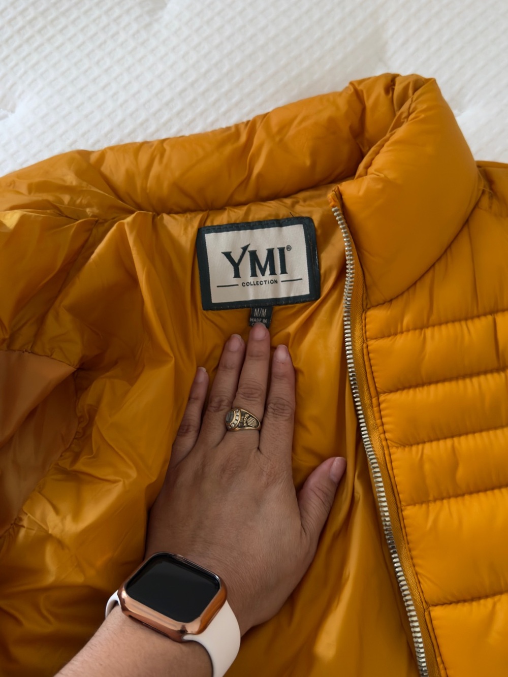 YMI Quilted Lightweight Puffer Jacket in Golden Yellow